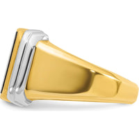 14K Two-Tone Men's Onyx Ring with Emerald Cut Black Onyx - 12x10mm by IBGoodman