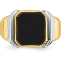14K Two-Tone Men's Onyx Ring with Emerald Cut Black Onyx - 12x10mm by IBGoodman