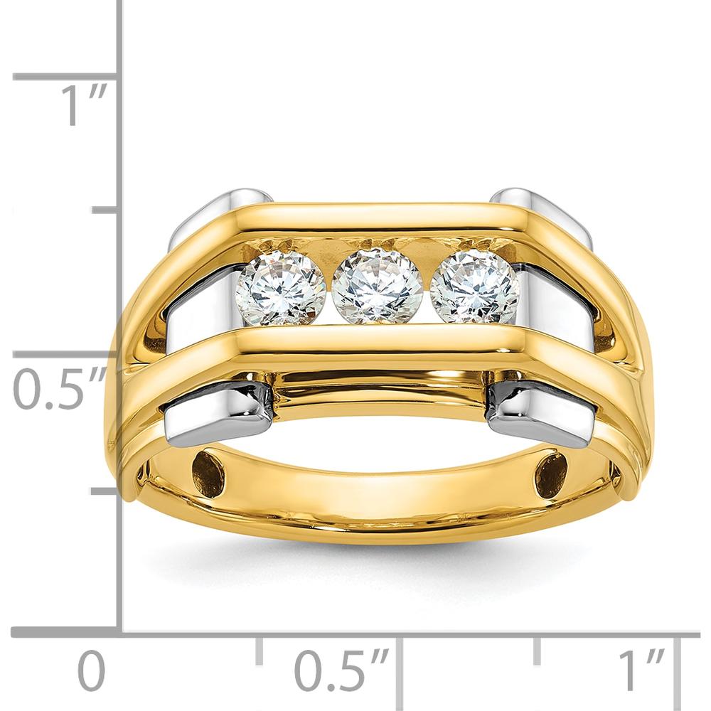 14K Two-Tone Men's Polished 3-Stone 1/2 Carat AA Quality Diamond Ring - 0.17 Carats Total Diamond Weight by IBGoodman