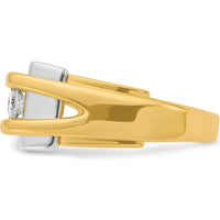 14K Two-Tone Men's Polished 3-Stone 1/2 Carat AA Quality Diamond Ring - 0.17 Carats Total Diamond Weight by IBGoodman