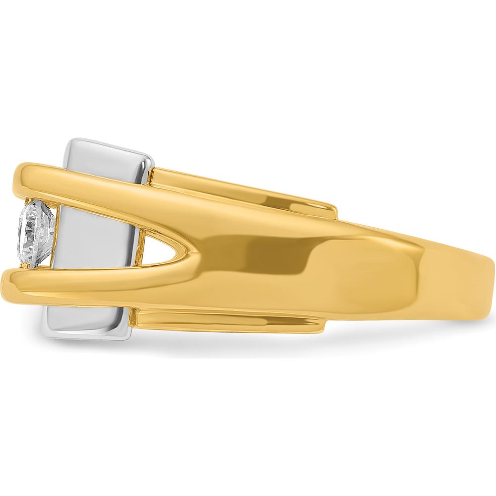 14K Two-Tone Men's Polished 3-Stone 1/2 Carat AA Quality Diamond Ring - 0.17 Carats Total Diamond Weight by IBGoodman