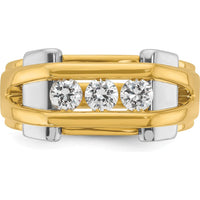 14K Two-Tone Men's Polished 3-Stone 1/2 Carat AA Quality Diamond Ring - 0.17 Carats Total Diamond Weight by IBGoodman