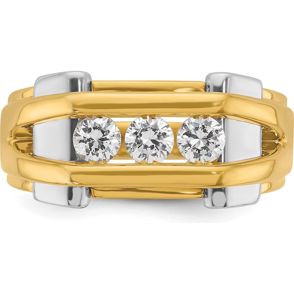 14K Two-Tone Men's Polished 3-Stone 1/2 Carat AA Quality Diamond Ring - 0.17 Carats Total Diamond Weight by IBGoodman