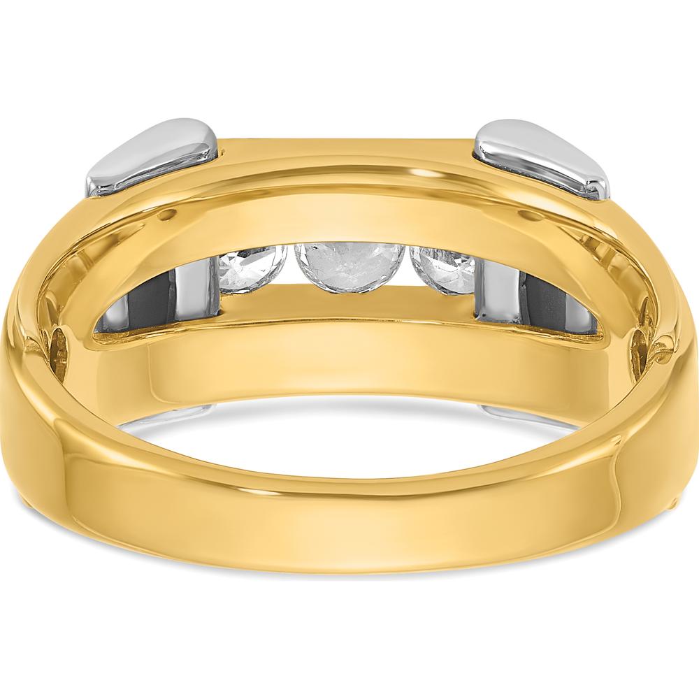 14K Two-Tone Men's Polished 3-Stone 1/2 Carat AA Quality Diamond Ring - 0.17 Carats Total Diamond Weight by IBGoodman