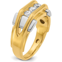 14K Two-Tone Men's Polished 3-Stone 1/2 Carat AA Quality Diamond Ring - 0.17 Carats Total Diamond Weight by IBGoodman
