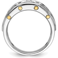 14K Two-Tone Men's Polished 3-Stone Diamond Ring by IBGoodman