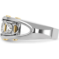 14K Two-Tone Men's Polished 3-Stone Diamond Ring by IBGoodman