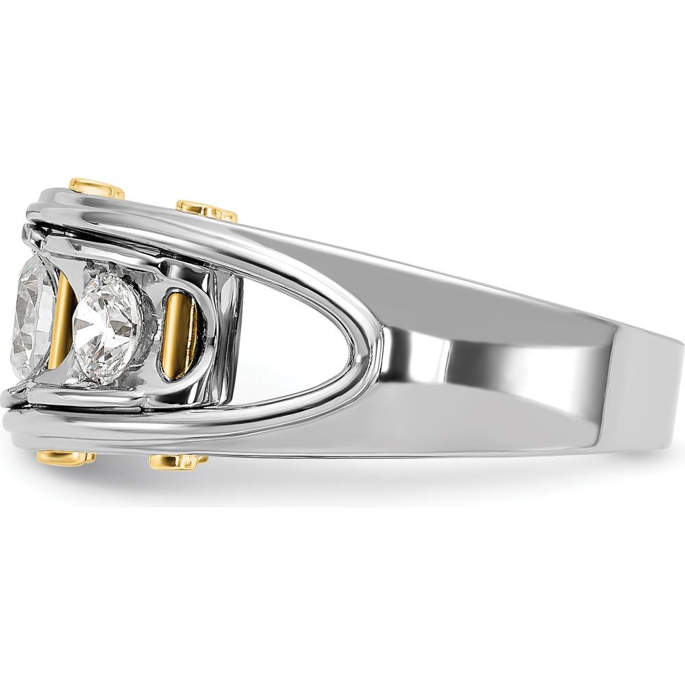 14K Two-Tone Men's Polished 3-Stone Diamond Ring by IBGoodman