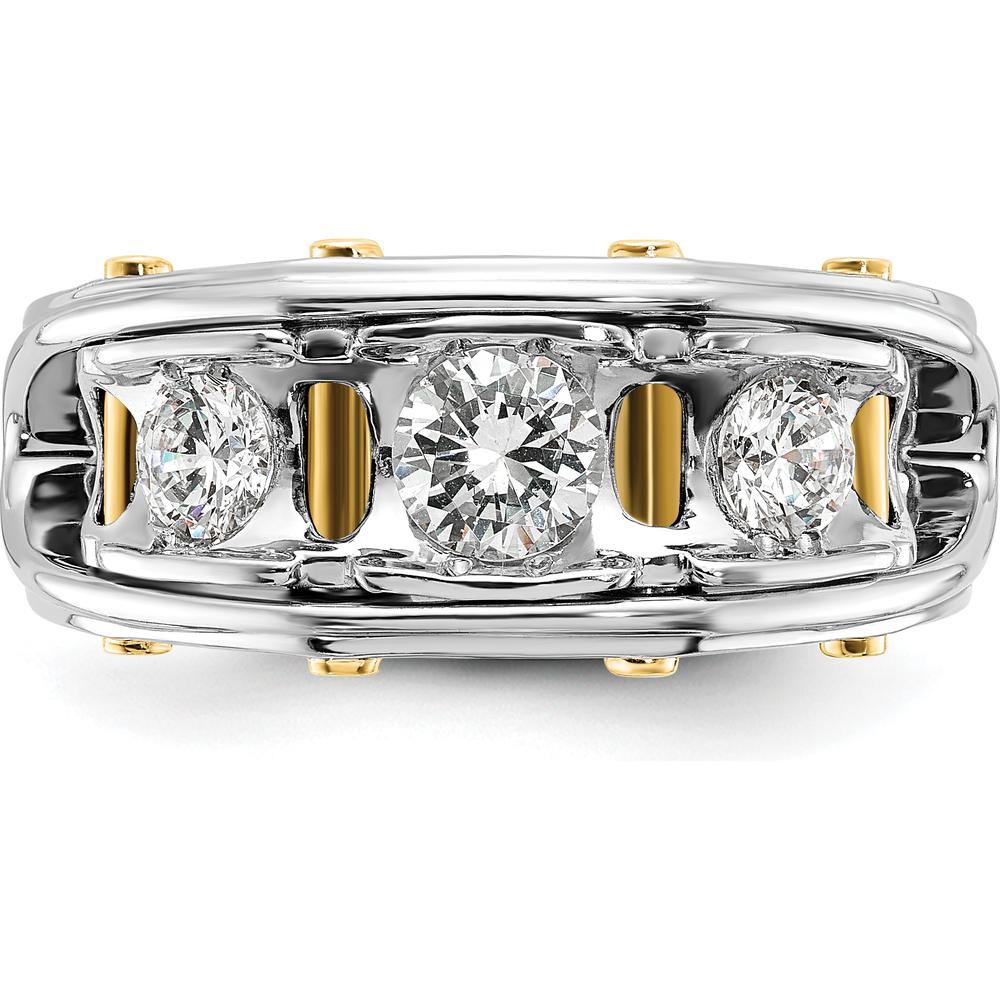 14K Two-Tone Men's Polished 3-Stone Diamond Ring by IBGoodman