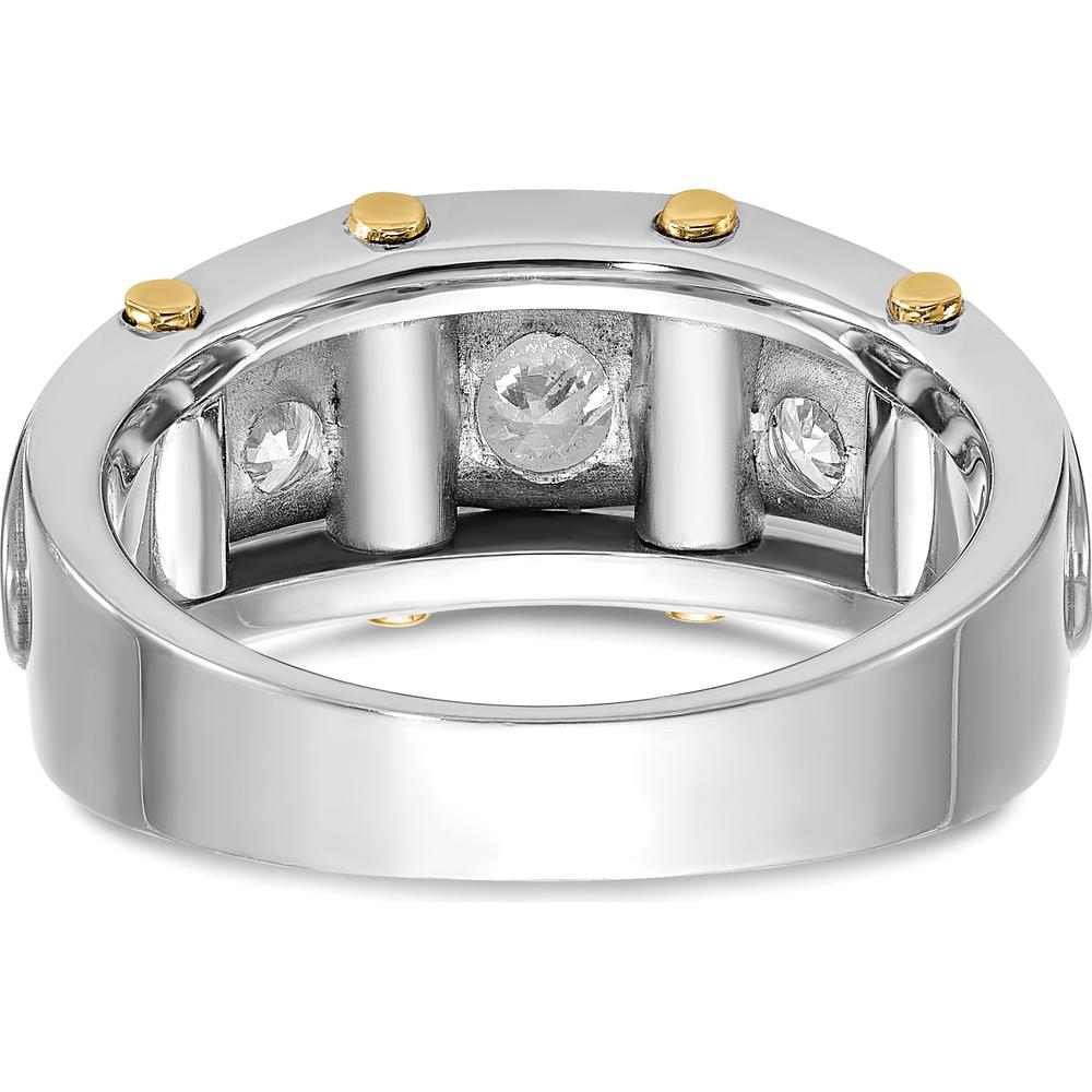 14K Two-Tone Men's Polished 3-Stone Diamond Ring by IBGoodman