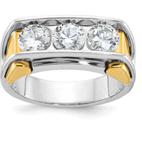 14K Two-Tone Men's Polished 3-Stone Ring Mounting - 10.21mm Band Width by IBGoodman