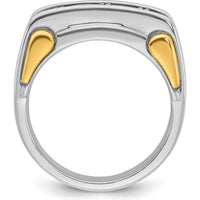 14K Two-Tone Men's Polished 3-Stone Ring Mounting - 10.21mm Band Width by IBGoodman
