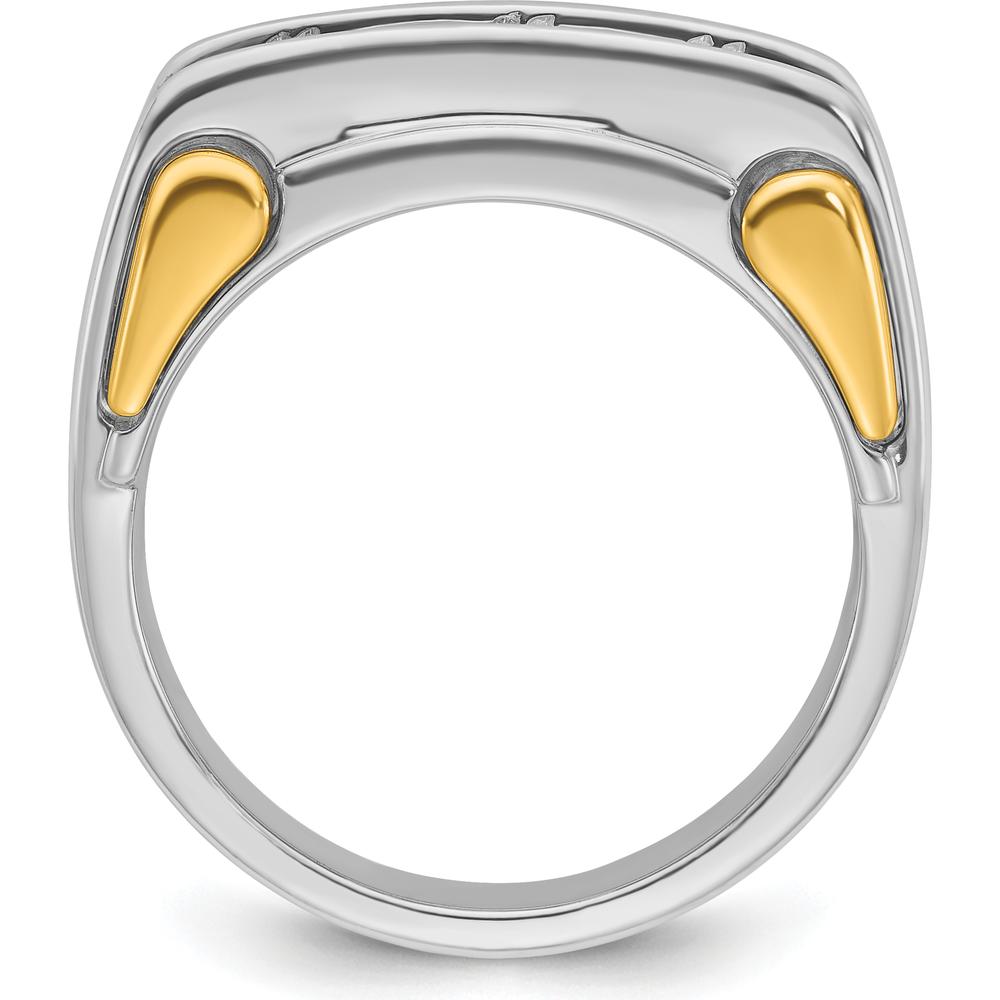 14K Two-Tone Men's Polished 3-Stone Ring Mounting - 10.21mm Band Width by IBGoodman