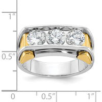 14K Two-Tone Men's Polished 3-Stone Ring Mounting - 10.21mm Band Width by IBGoodman