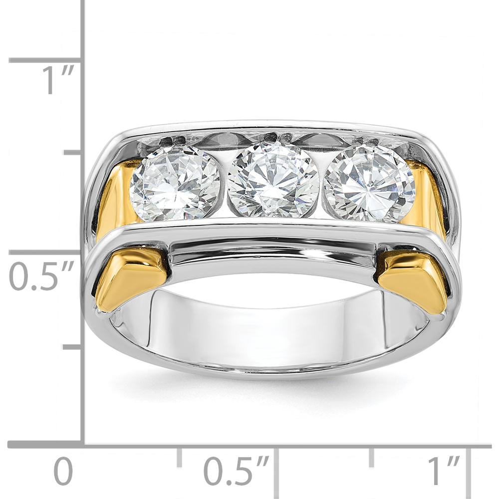 14K Two-Tone Men's Polished 3-Stone Ring Mounting - 10.21mm Band Width by IBGoodman