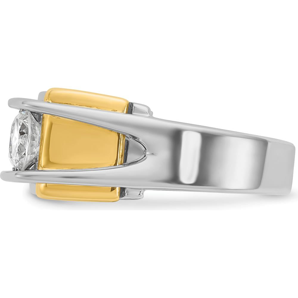 14K Two-Tone Men's Polished 3-Stone Ring Mounting - 10.21mm Band Width by IBGoodman