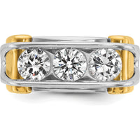 14K Two-Tone Men's Polished 3-Stone Ring Mounting - 10.21mm Band Width by IBGoodman