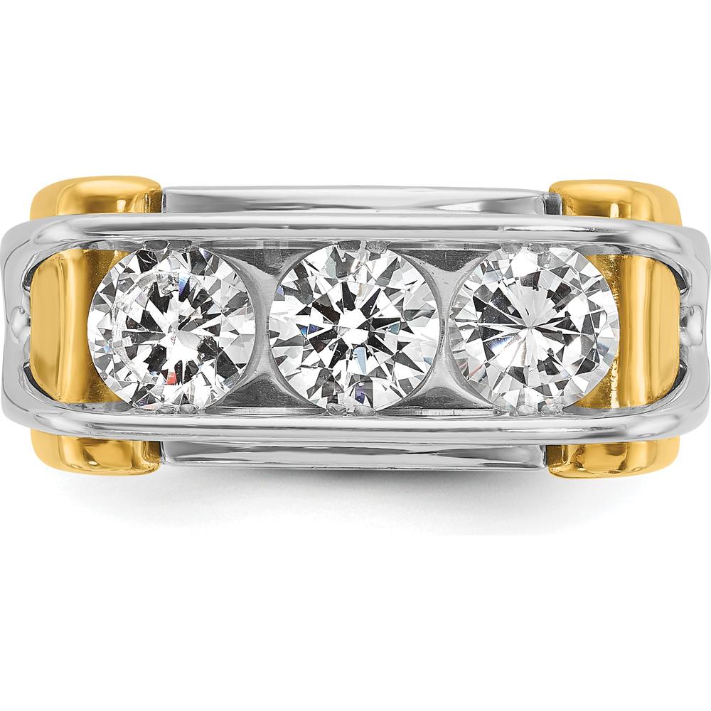 14K Two-Tone Men's Polished 3-Stone Ring Mounting - 10.21mm Band Width by IBGoodman