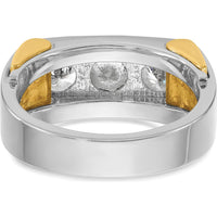 14K Two-Tone Men's Polished 3-Stone Ring Mounting - 10.21mm Band Width by IBGoodman