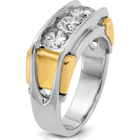 14K Two-Tone Men's Polished 3-Stone Ring Mounting - 10.21mm Band Width by IBGoodman
