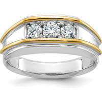 14K Two-Tone Men's Polished 3-Stone Ring Mounting by IBGoodman