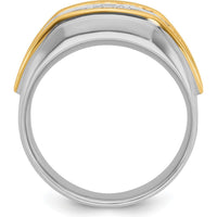 14K Two-Tone Men's Polished 3-Stone Ring Mounting by IBGoodman