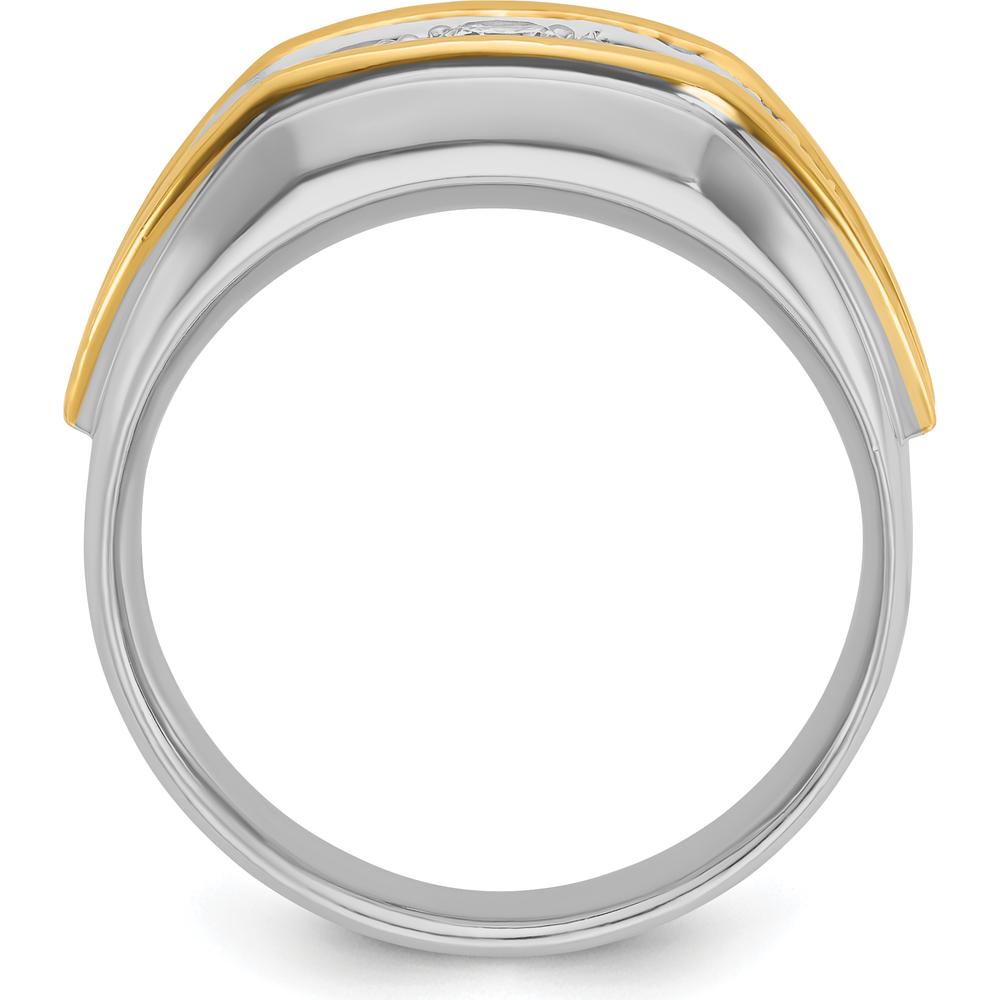 14K Two-Tone Men's Polished 3-Stone Ring Mounting by IBGoodman