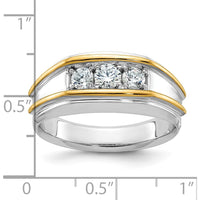 14K Two-Tone Men's Polished 3-Stone Ring Mounting by IBGoodman