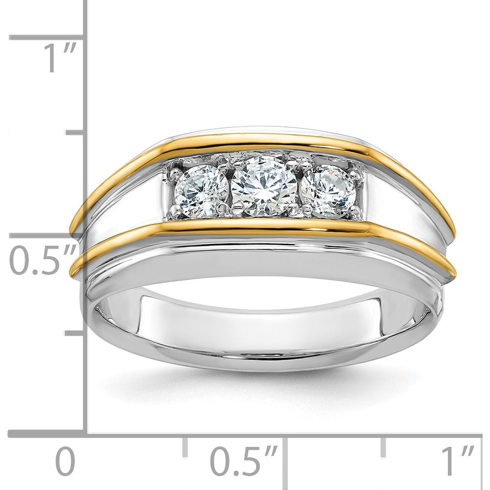 14K Two-Tone Men's Polished 3-Stone Ring Mounting by IBGoodman