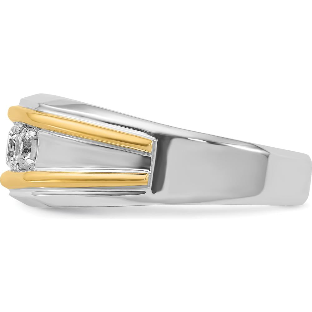 14K Two-Tone Men's Polished 3-Stone Ring Mounting by IBGoodman