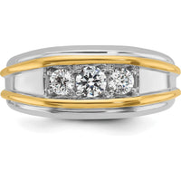 14K Two-Tone Men's Polished 3-Stone Ring Mounting by IBGoodman