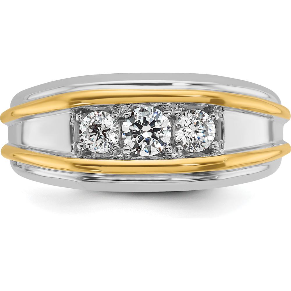14K Two-Tone Men's Polished 3-Stone Ring Mounting by IBGoodman