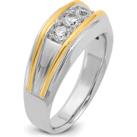 14K Two-Tone Men's Polished 3-Stone Ring Mounting by IBGoodman
