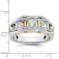 14K Two-Tone Men's Polished 3-Stone Round Diamond Ring - 1.00 Carats Total Diamond Weight by IBGoodman