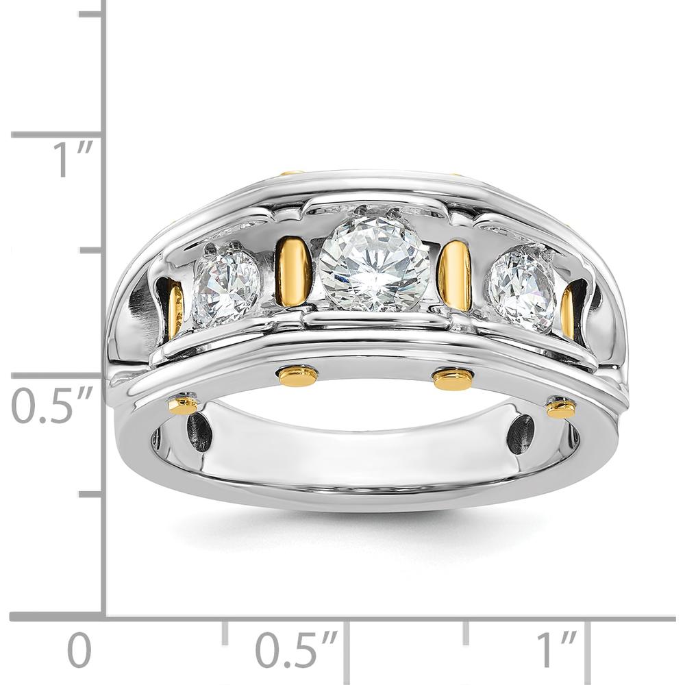 14K Two-Tone Men's Polished 3-Stone Round Diamond Ring - 1.00 Carats Total Diamond Weight by IBGoodman