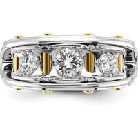 14K Two-Tone Men's Polished 3-Stone Round Diamond Ring - 1.00 Carats Total Diamond Weight by IBGoodman