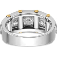 14K Two-Tone Men's Polished 3-Stone Round Diamond Ring - 1.00 Carats Total Diamond Weight by IBGoodman