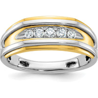 14K Two-Tone Men's Polished 5-Stone 1/4 Carat Diamond Ring - 1/4 Carats Total Diamond Weight by IBGoodman