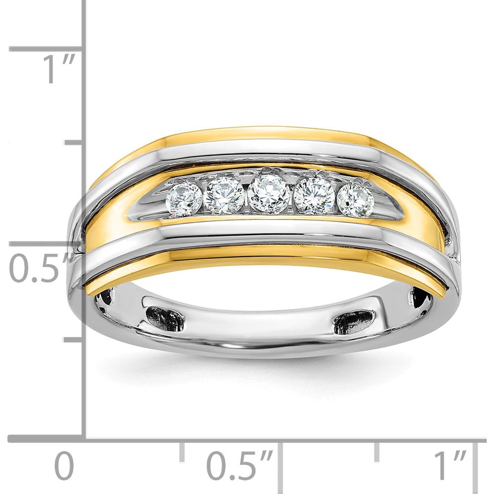 14K Two-Tone Men's Polished 5-Stone 1/4 Carat Diamond Ring - 1/4 Carats Total Diamond Weight by IBGoodman