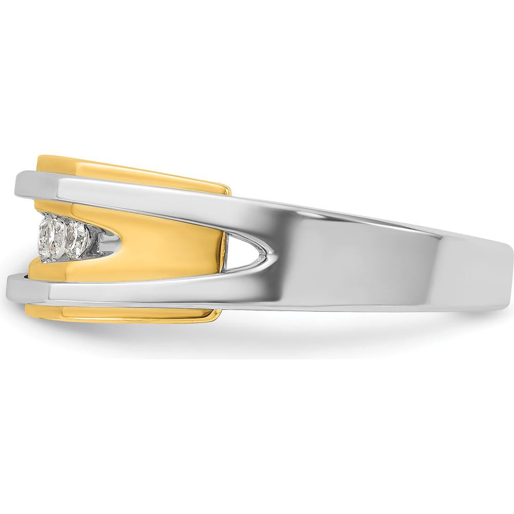 14K Two-Tone Men's Polished 5-Stone 1/4 Carat Diamond Ring - 1/4 Carats Total Diamond Weight by IBGoodman