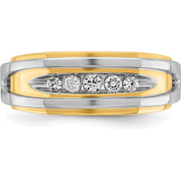14K Two-Tone Men's Polished 5-Stone 1/4 Carat Diamond Ring - 1/4 Carats Total Diamond Weight by IBGoodman