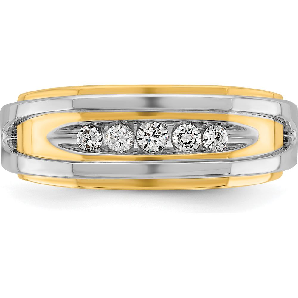 14K Two-Tone Men's Polished 5-Stone 1/4 Carat Diamond Ring - 1/4 Carats Total Diamond Weight by IBGoodman