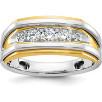 14K Two-Tone Men's Polished 5-Stone Diamond Ring - 1/2 Carat Total Diamond Weight by IBGoodman