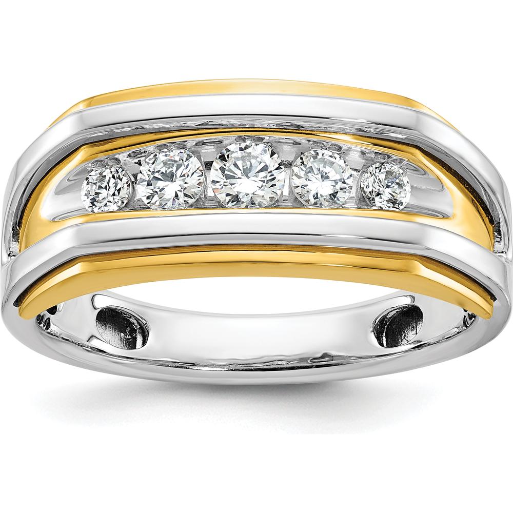 14K Two-Tone Men's Polished 5-Stone Diamond Ring - 1/2 Carat Total Diamond Weight by IBGoodman