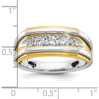 14K Two-Tone Men's Polished 5-Stone Diamond Ring - 1/2 Carat Total Diamond Weight by IBGoodman