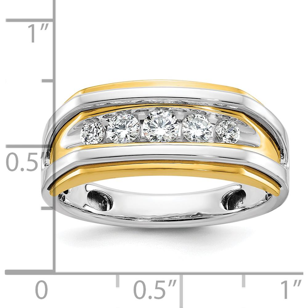 14K Two-Tone Men's Polished 5-Stone Diamond Ring - 1/2 Carat Total Diamond Weight by IBGoodman