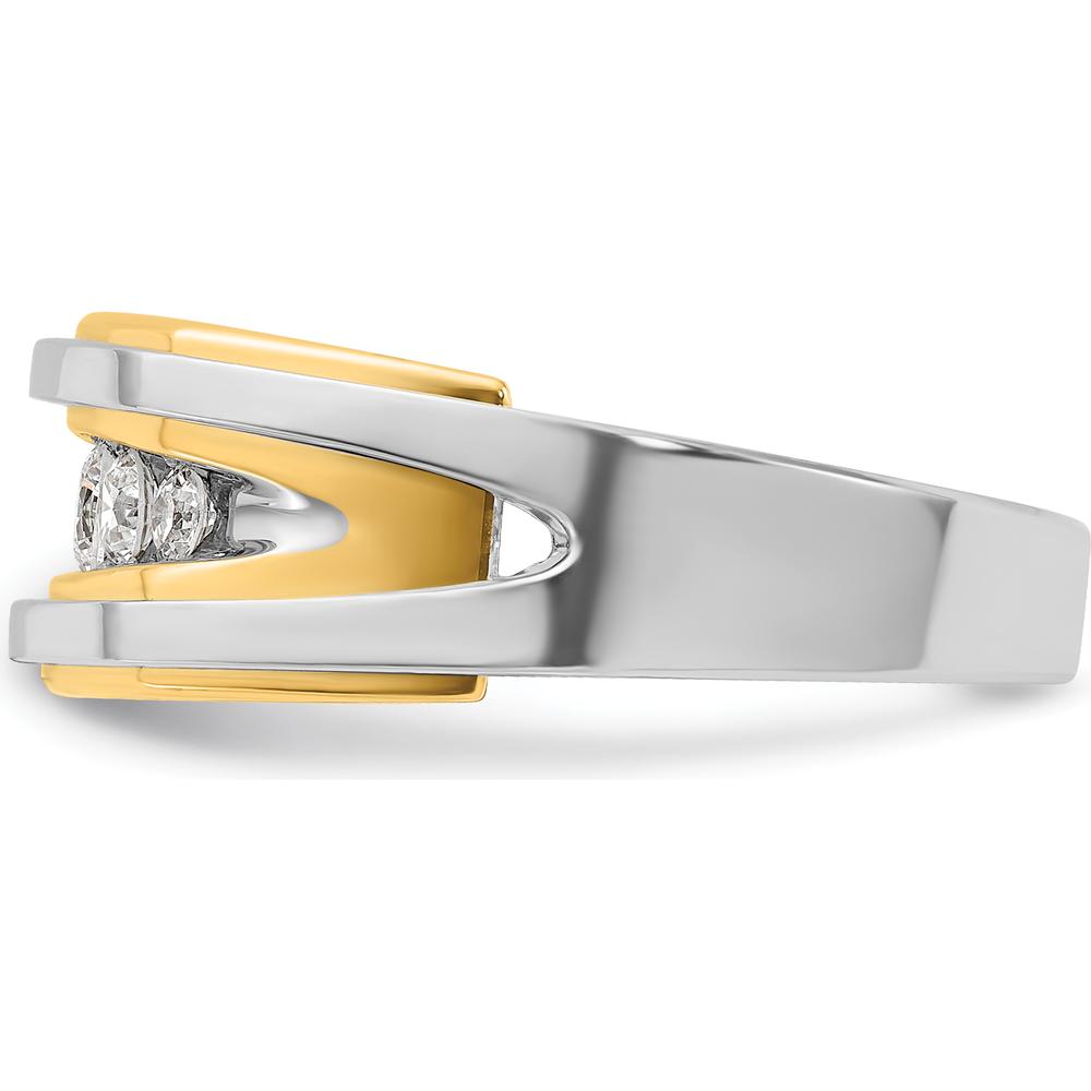 14K Two-Tone Men's Polished 5-Stone Diamond Ring - 1/2 Carat Total Diamond Weight by IBGoodman