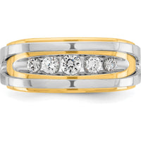 14K Two-Tone Men's Polished 5-Stone Diamond Ring - 1/2 Carat Total Diamond Weight by IBGoodman