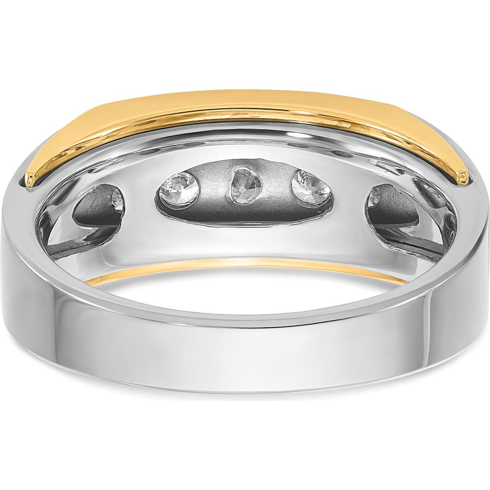 14K Two-Tone Men's Polished 5-Stone Diamond Ring - 1/2 Carat Total Diamond Weight by IBGoodman