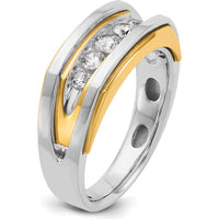 14K Two-Tone Men's Polished 5-Stone Diamond Ring - 1/2 Carat Total Diamond Weight by IBGoodman